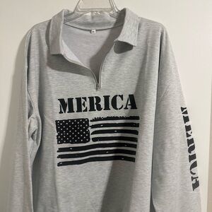 Gray 'Merica Flag Quarter-Zip Sweatshirt